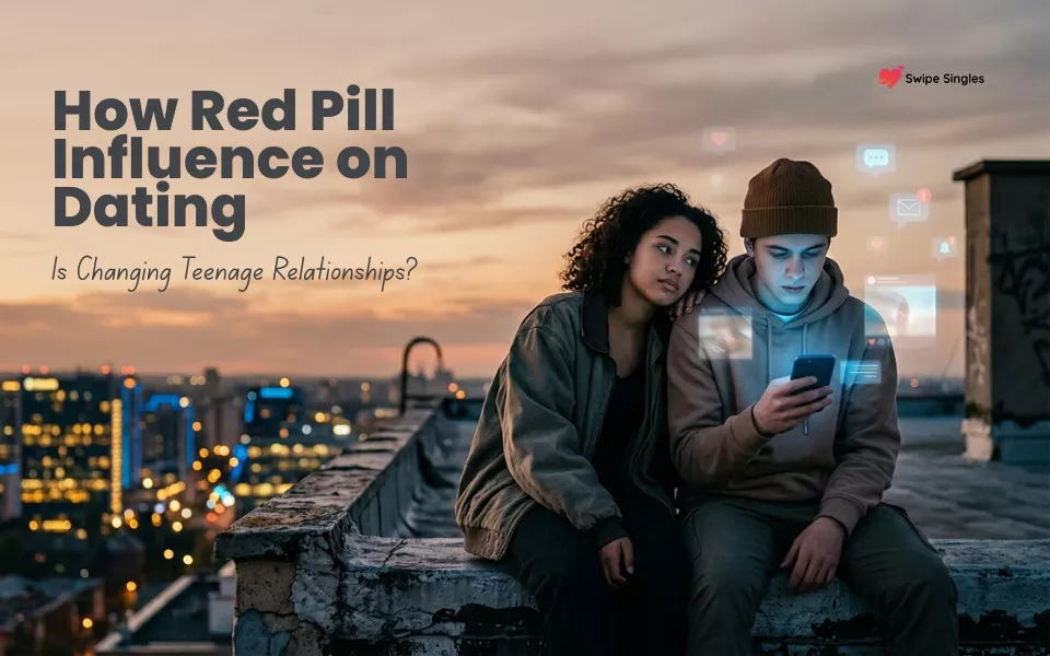 Teenagers influenced by red pill dating content, shaping relationship expectations, communication, and dating behaviors.