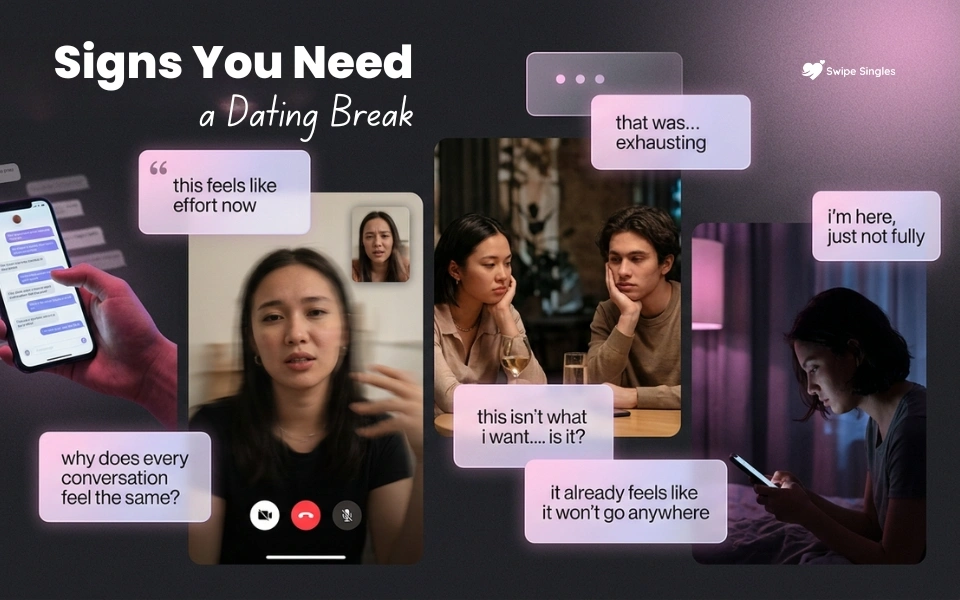 People experiencing dating burnout, emotional exhaustion, and frustration while using dating apps and relationships.